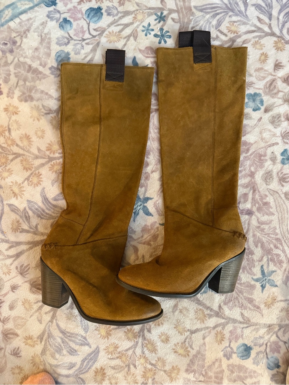 Free People Suede Knee-High Block Heel Boots - Brown